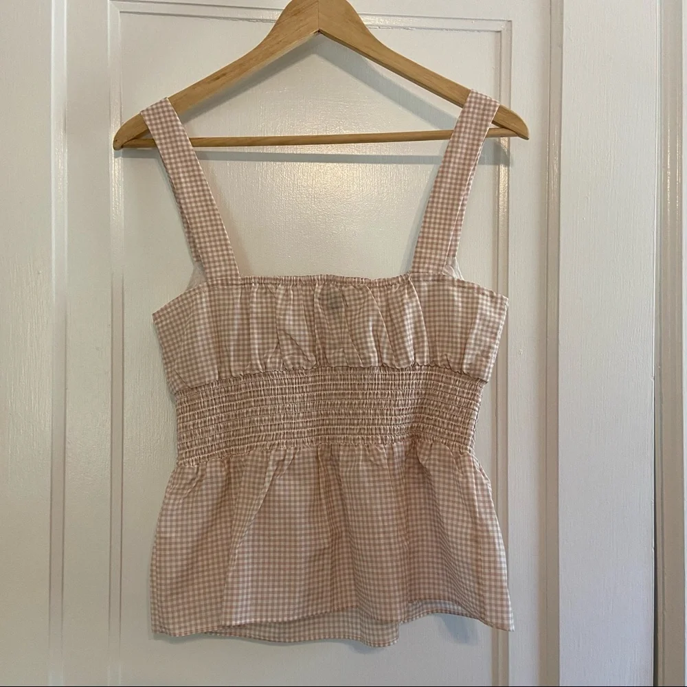 J. Crew gingham smocked waist tank